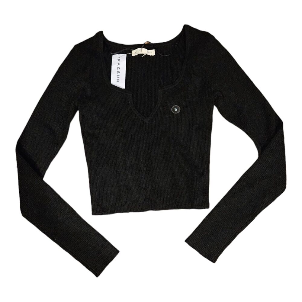 L.A. Hearts Small Black Long Sleeve Crop Top